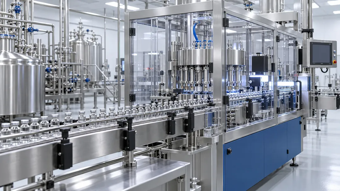 Linha industrial de produção farmacêutica