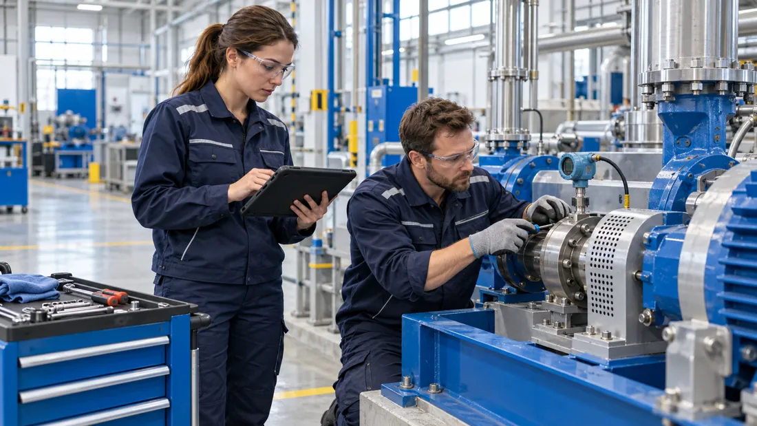 Profissionais prestando serviços em ambiente industrial